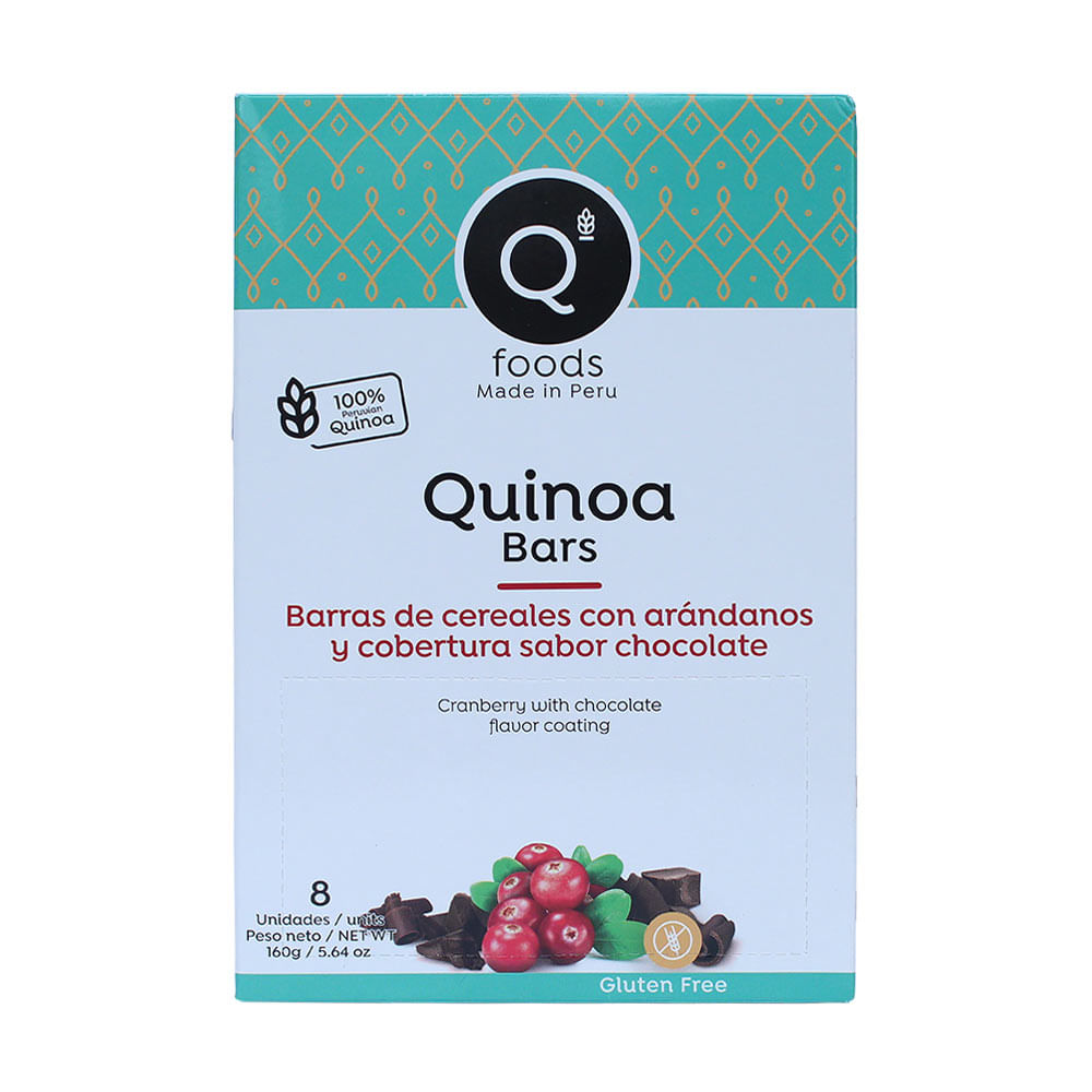 Barra de Cereales Qfoods Chocolate y Arándanos 8un
