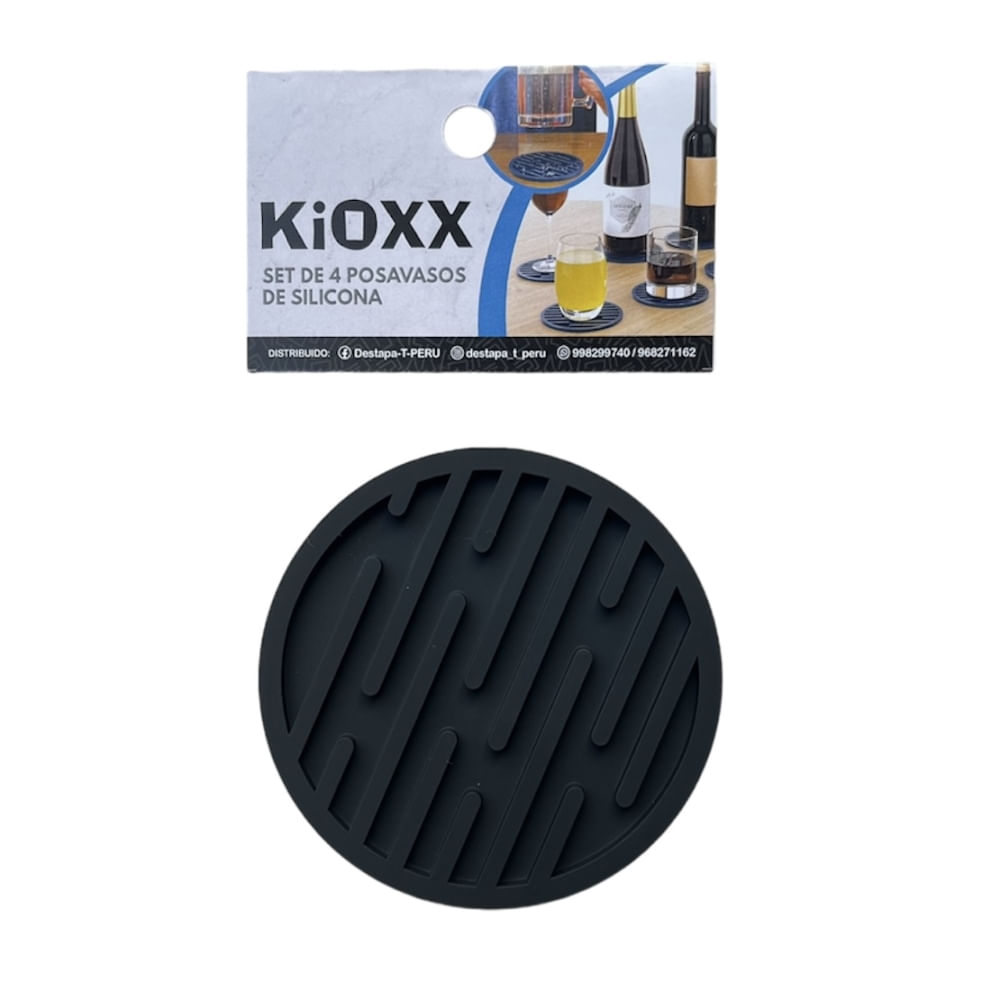 Set 4 Posavasos Silicona Kioxx Negro