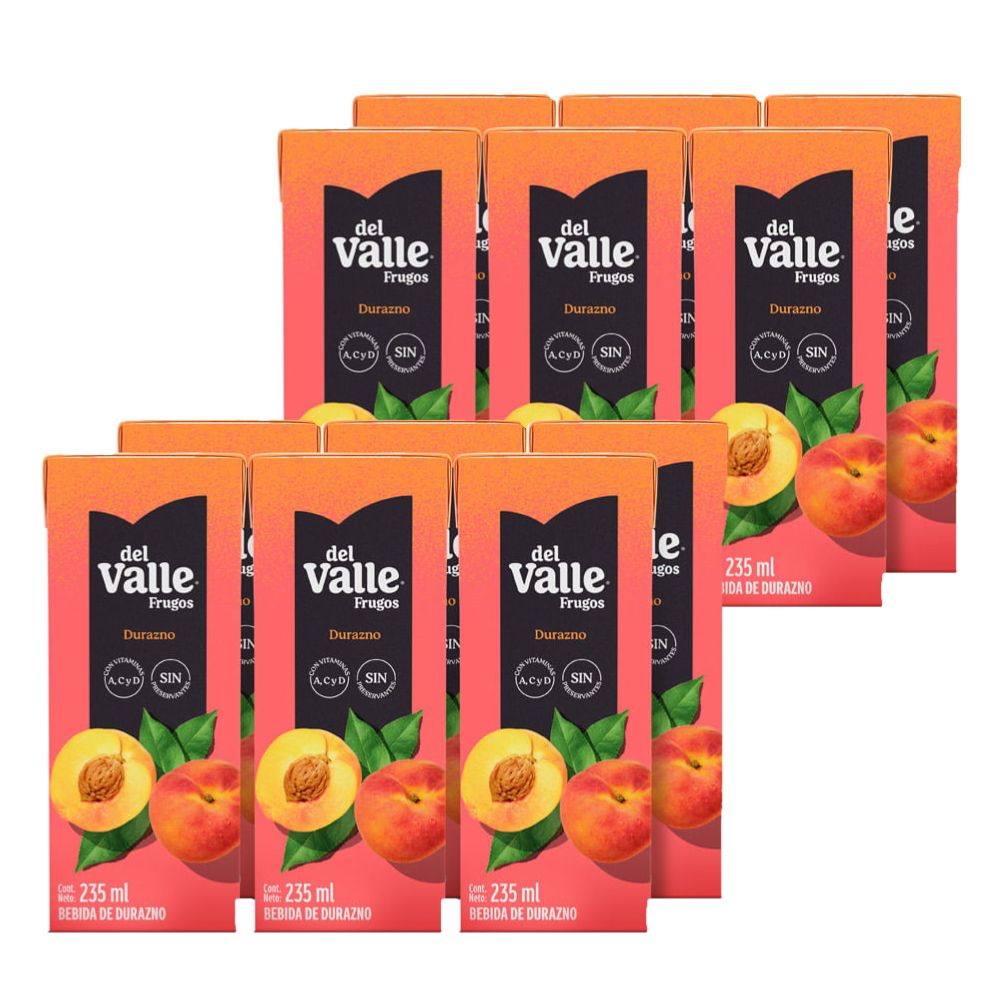 Pack x2 Sixpack Bebida de Durazno Frugos del Valle Caja 235ml