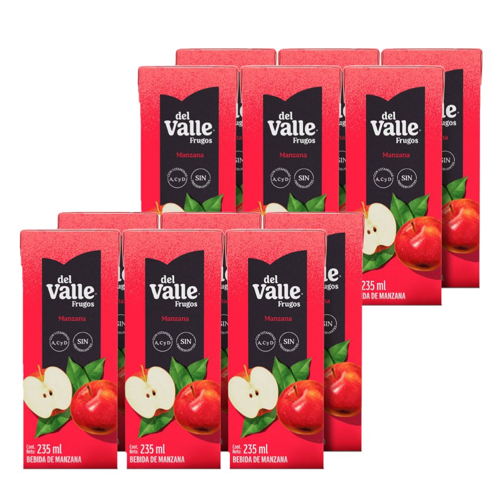 Pack x2 Sixpack Bebida de Manzana Frugos del Valle Caja 235ml