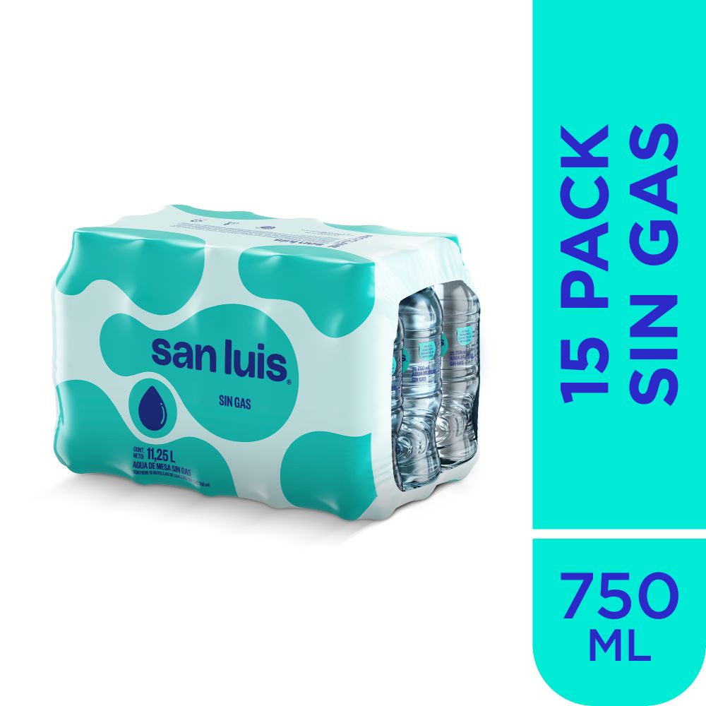 Pack x15 Agua de Mesa Sin Gas San Luis Botella 750ml