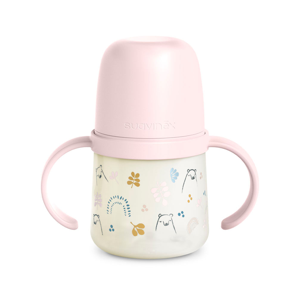 Biberón Taza First Entrenamiento Suavinex +4 m Oso Rosado