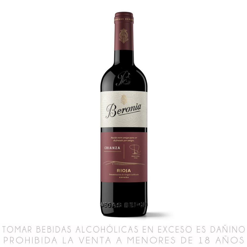 Vino Tinto Tempranillo Beronia Crianza Botella 750ml