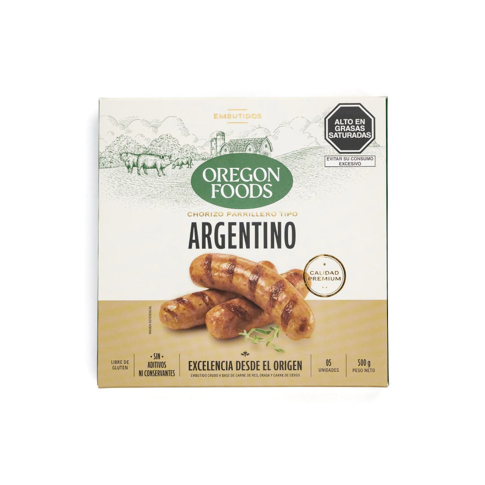 Chorizo Parrillero Argentido Congelado Oregon Foods 500g