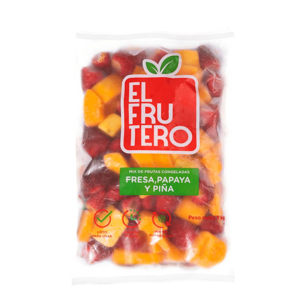 Mix de Frutas El Frutero 1kg: Fresa + Papaya + Piña
