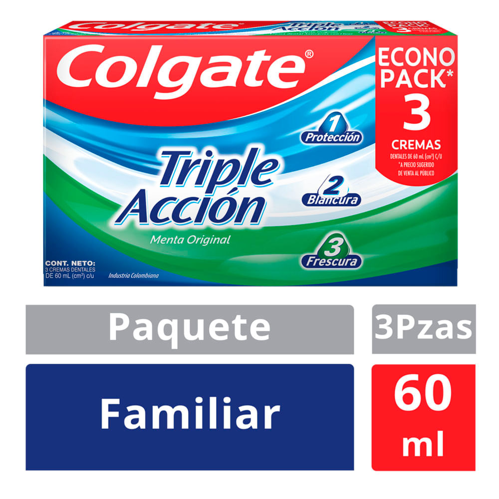 Pasta Dental COLGATE Triple Acción Pack 3x60ml