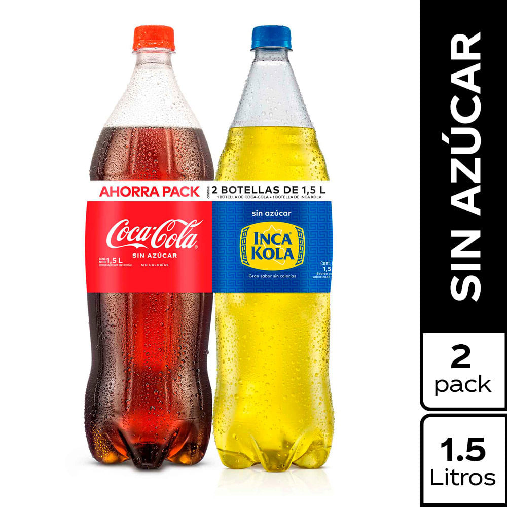 Pack Gaseosa: Coca Cola Sin Azúcar 1.5L + Inca Kola Sin Azúcar 1.5L