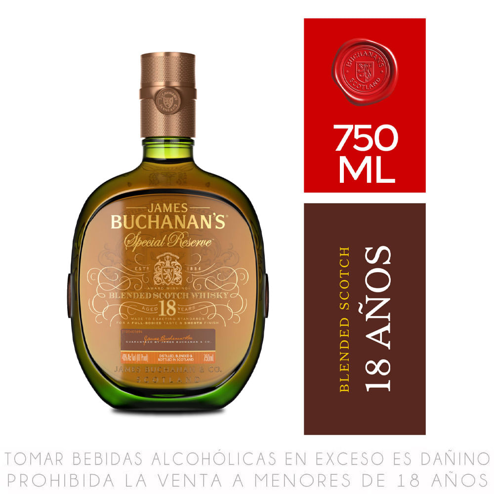 Whisky James Buchanan's Special Reserve 18 Años Botella 750ml