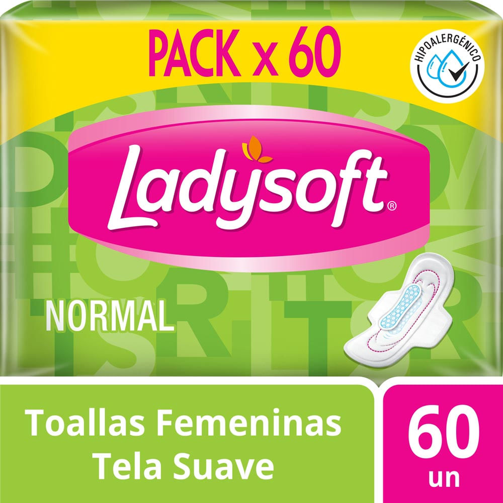 Toallas Higiénicas Tela Suave Ladysoft Paquete 60 unid