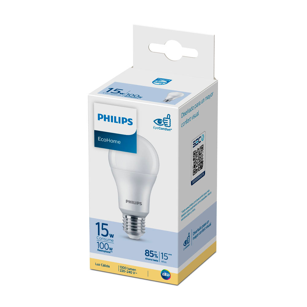 Luz Cálida Philips Ecohome Ledbulb 15W E27