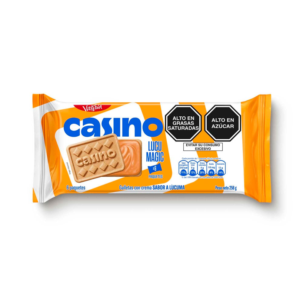 Sixpack Galleta Casino Sabor Lúcuma 43g