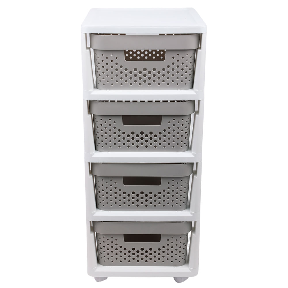 Carro Organizadora Krea Plástico 30x36x66 Cajones Gris