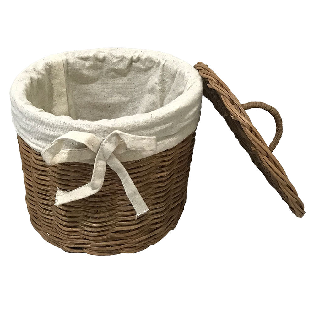 Canasto Krea Portarrollos Baño Café con Tela