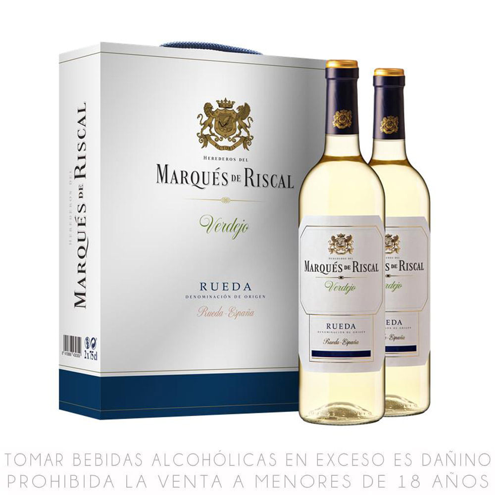 Pack x2 Vino Blanco Verdejo Marqués de Riscal Rueda Botella 750ml