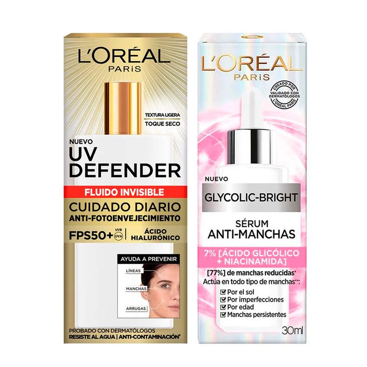 Pack-Loreal-S-rum-Glycolic-Bright-UV-Defender-Fluido-Invisible-1-351687226 Pack-Loreal-S-rum-Glycolic-Bright-UV-Defender-Fluido-Invisible-1-351687226