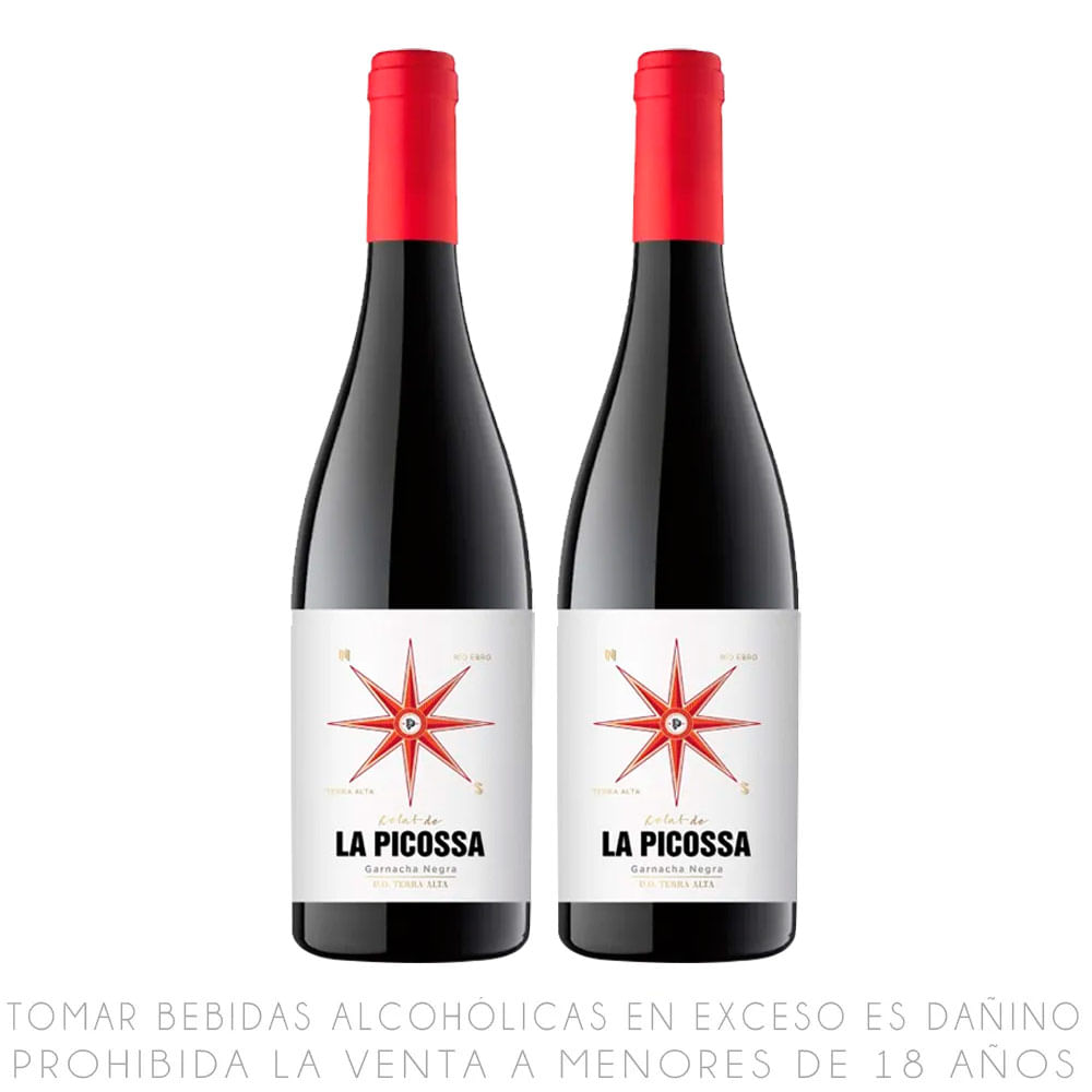 Twopack Vino Tinto Garnacha Negra La Picossa Botella 750ml