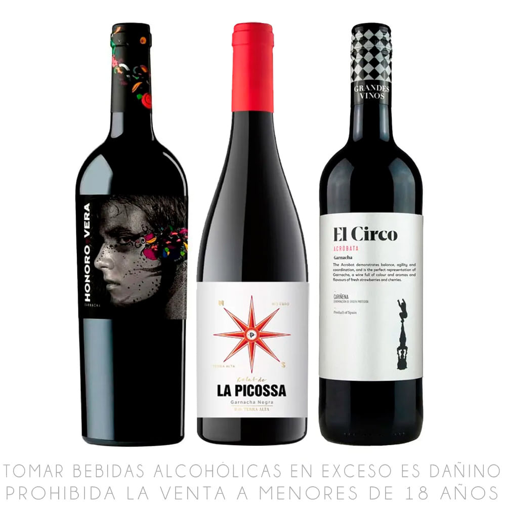 Pack Vino Tinto Garnacha: La Picossa + Honoro Vera + El Circo Acróbata