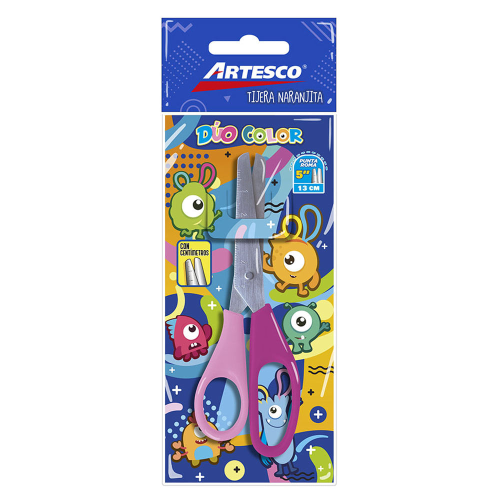 Tijera Escolar Artesco la Naranjita Duo Color 5"