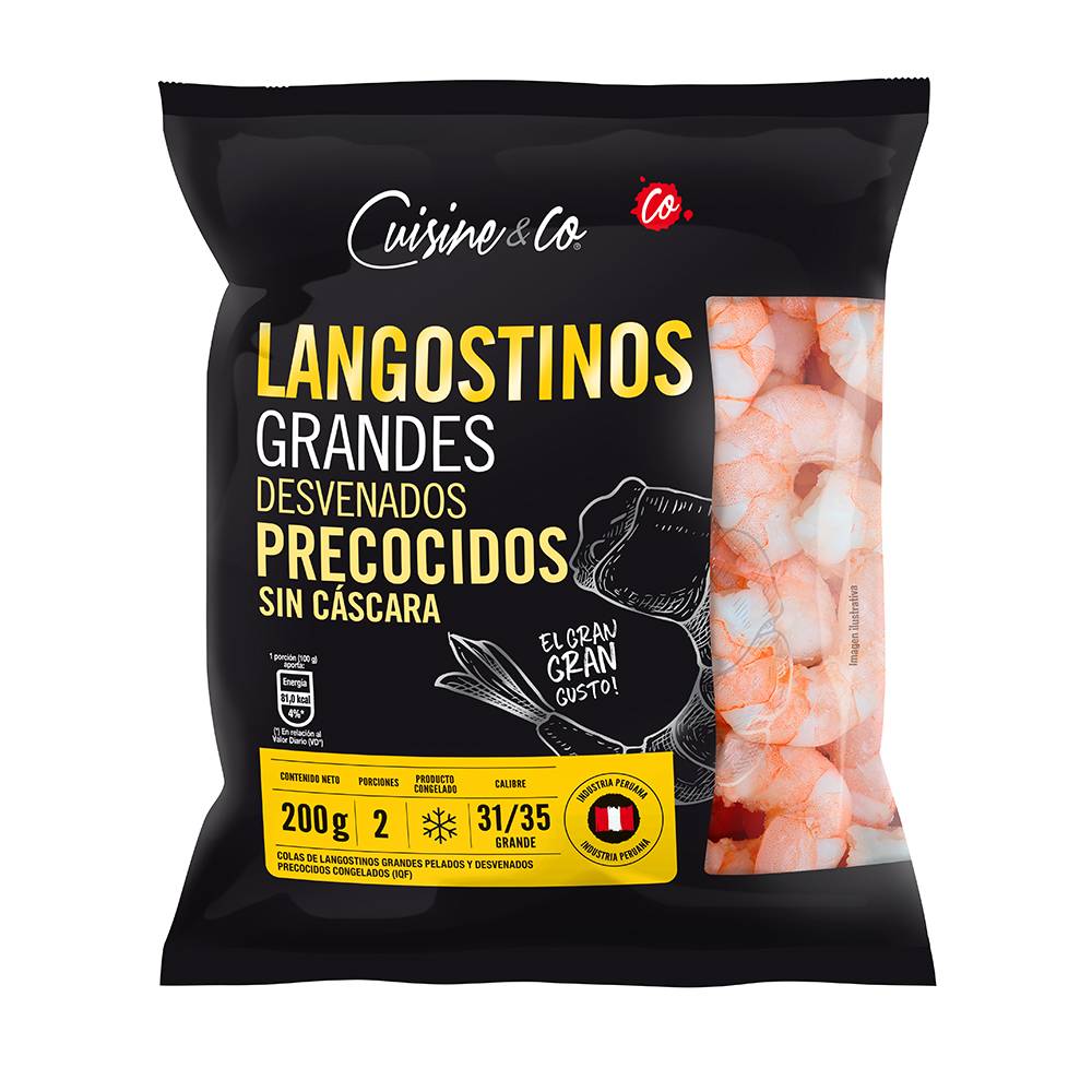 Langostinos Precocidos Sin Cáscara Cuisine & Co Grandes 200g