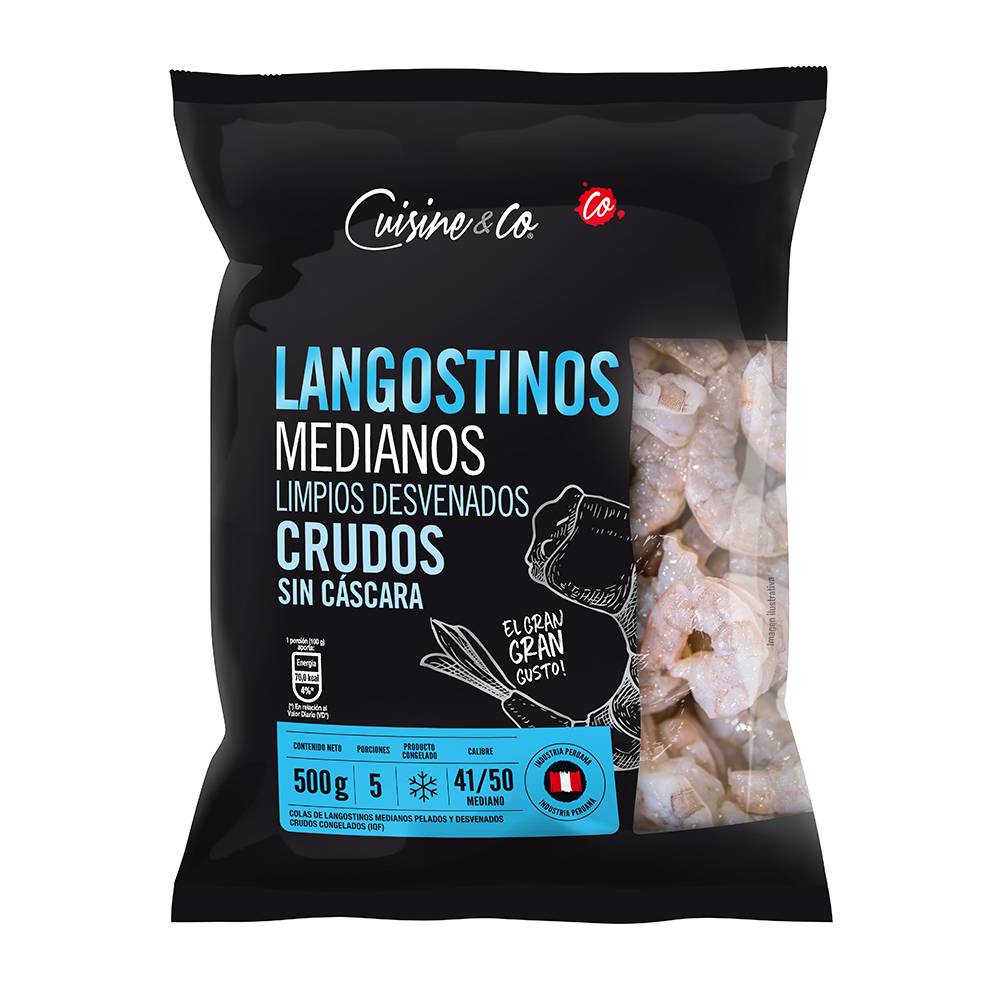 Langostinos Crudos Sin Cáscara Cuisine & Co Medianos 500g