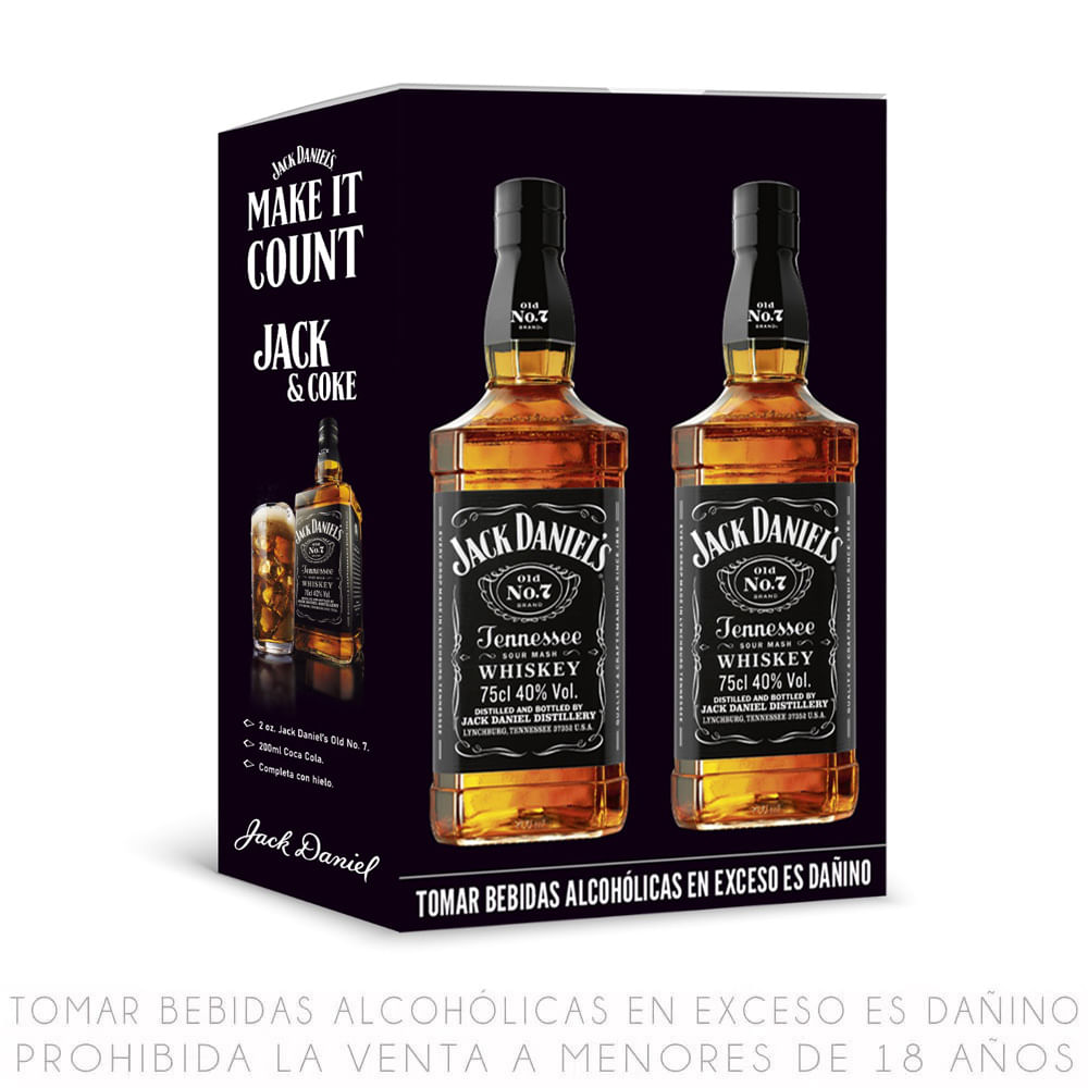 Twopack Whiskey Jack Daniel's Old Nro 7 Botella 750ml