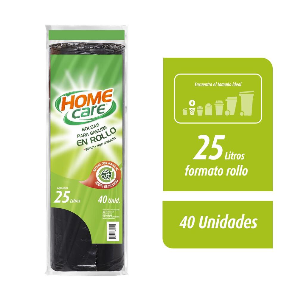 Bolsa de Basura 25L Home Care Rollo 40un