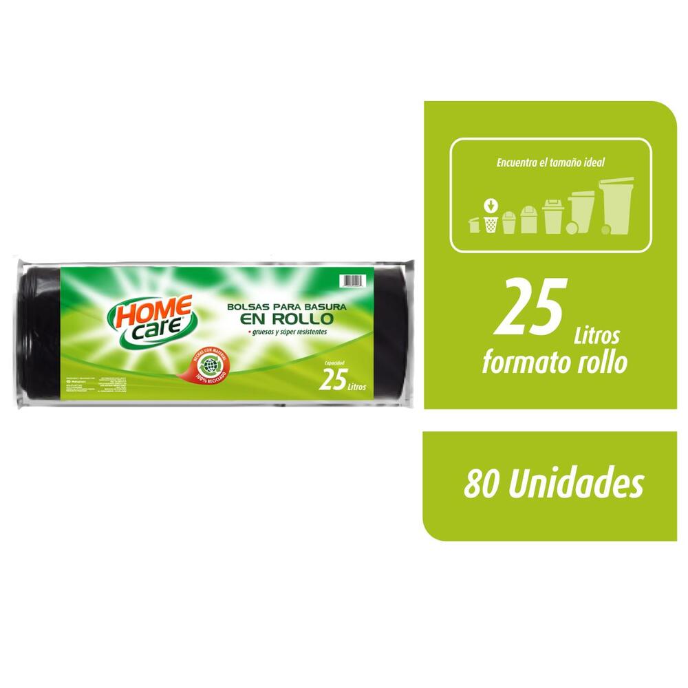 Bolsa de Basura 25L Home Care Rollo 80un