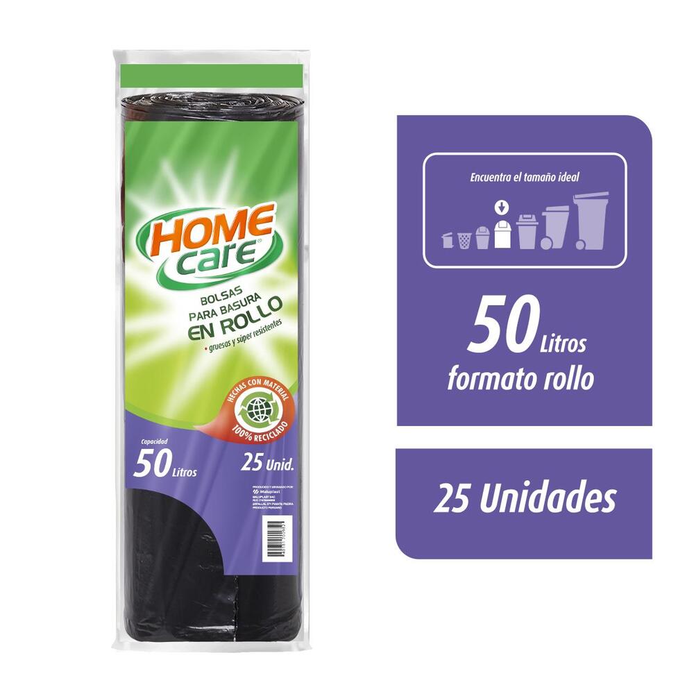 Bolsa de Basura 50L Home Care Rollo 25un