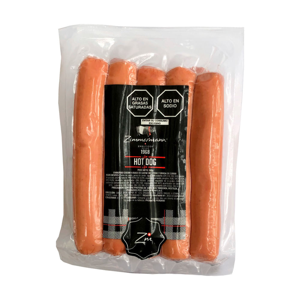 Hot Dog de Cerdo Zimmermann Paquete 500 g