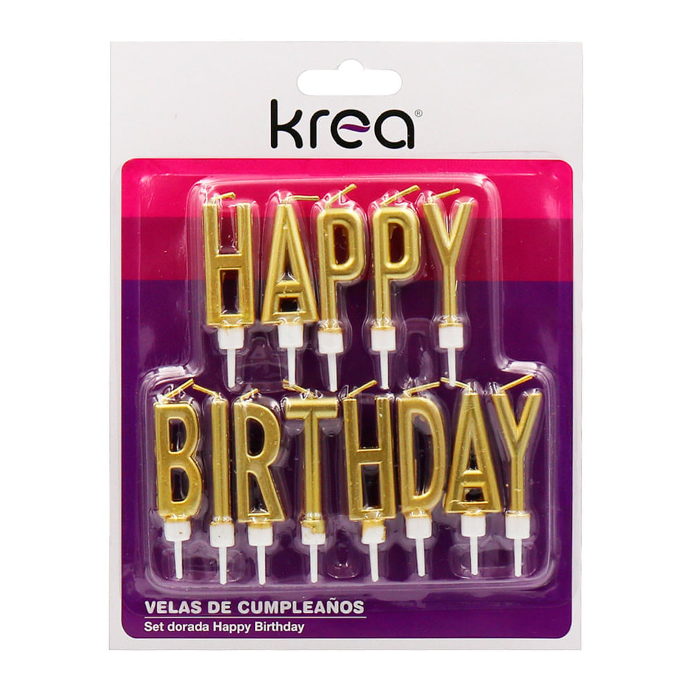 Set de Velas Cromadas Krea Happy Birthday