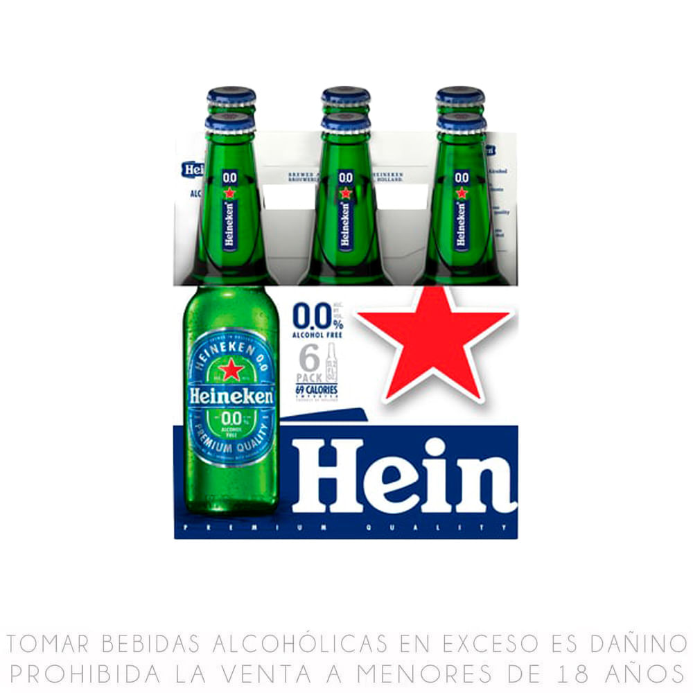 Sixpack Cerveza Sin Alcohol Heineken 0.0% Botella 330ml