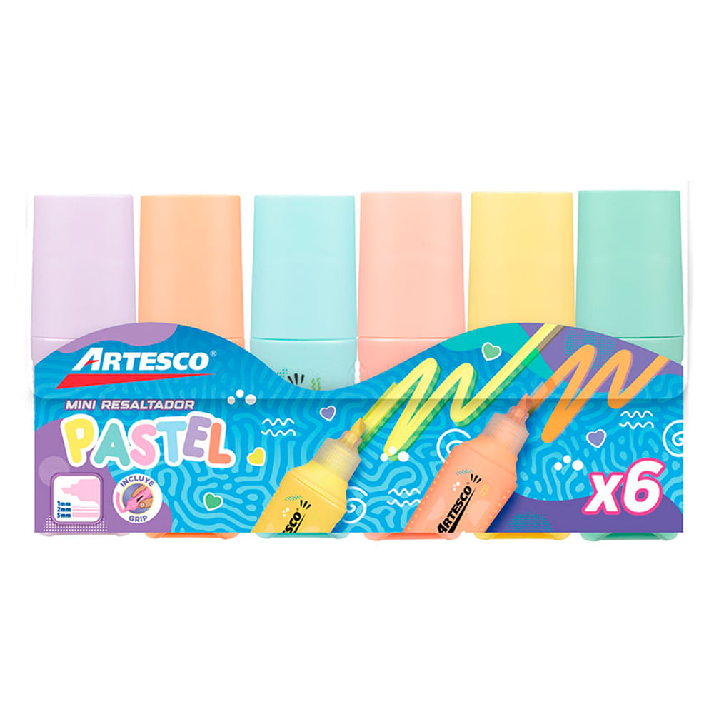 Resaltador Mini Grip Pastel 6un