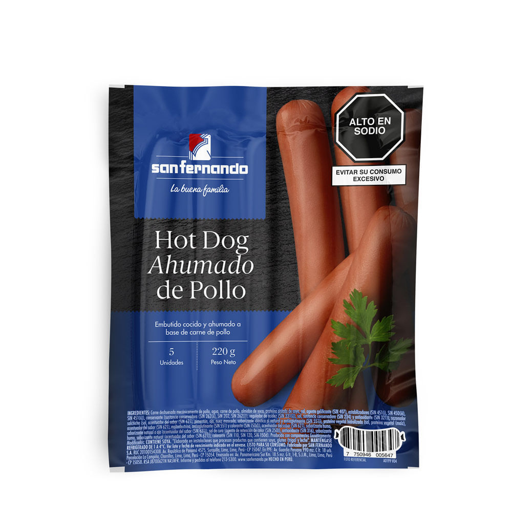 Hot Dog de Pollo Ahumado San Fernando 220g