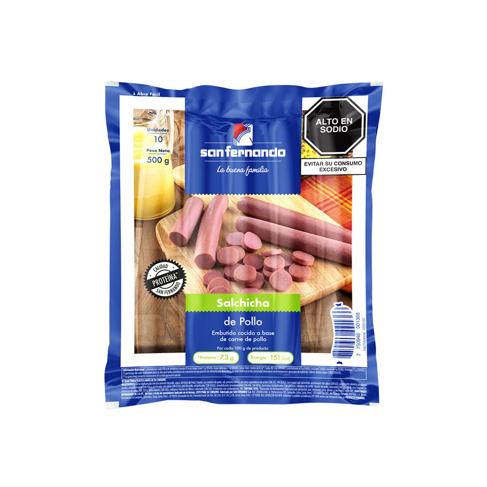 Salchicha de pollo San Fernando Paquete 500 g