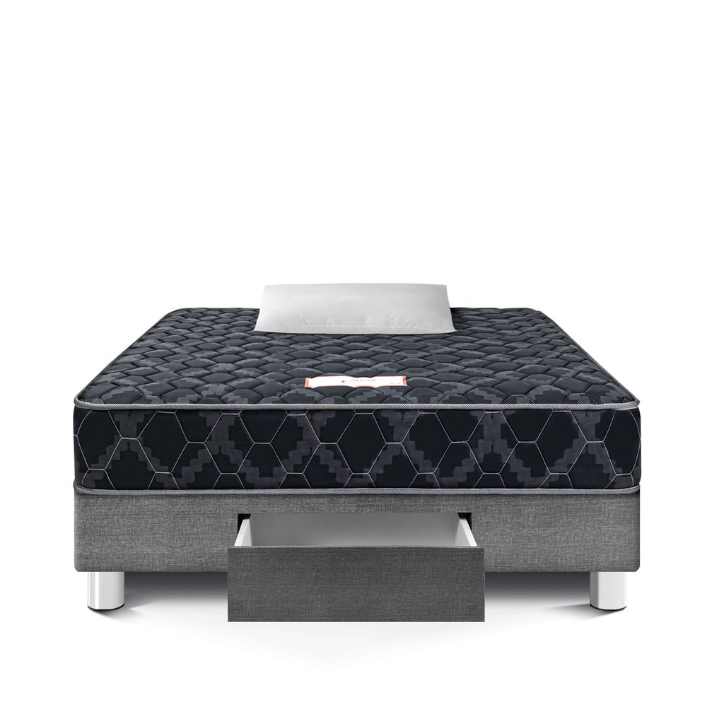 Cama Paraíso Cónsul Black con Cajones 1.5 Plazas
