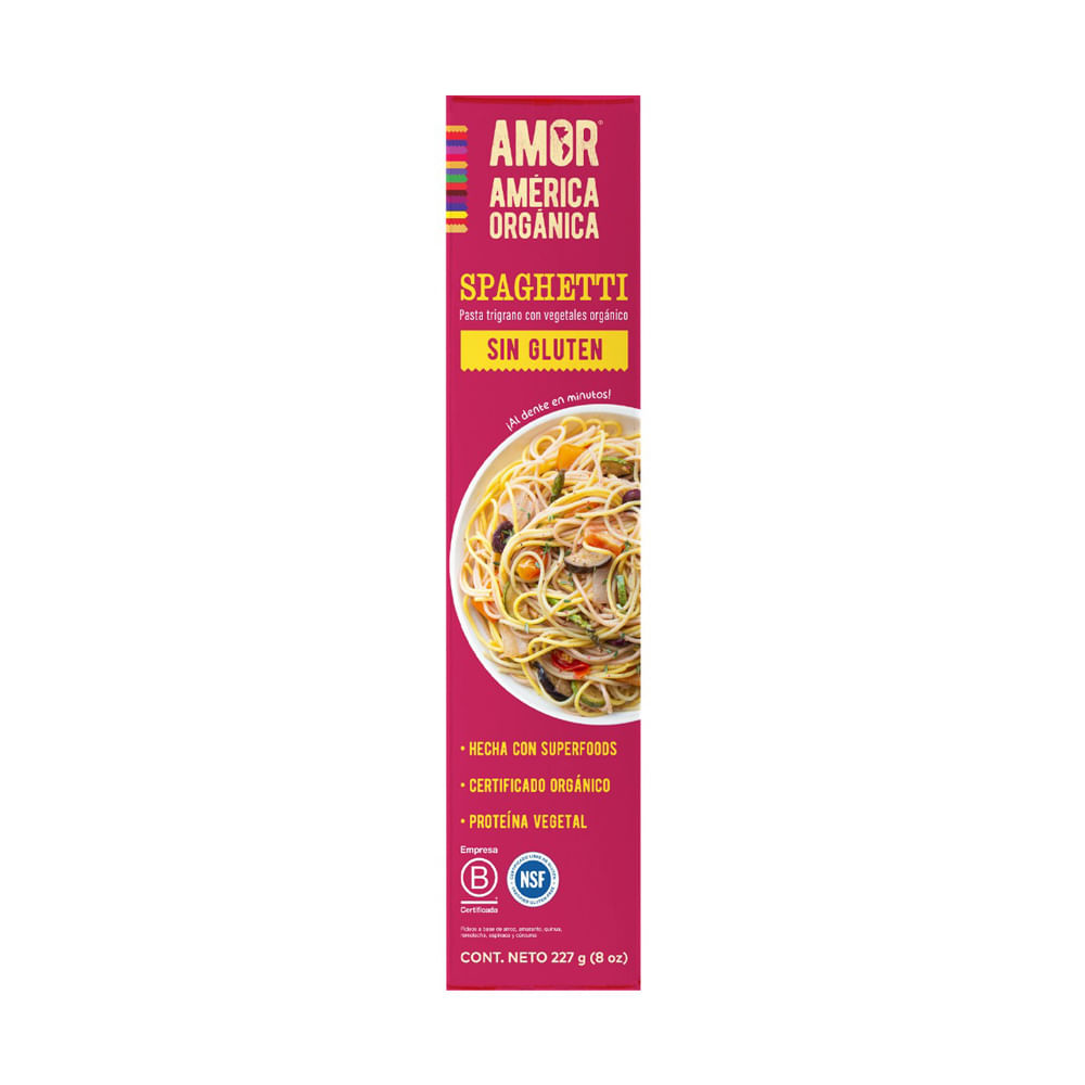 Pasta Orgánica Trigrano Spaguetti América Orgánica 227g