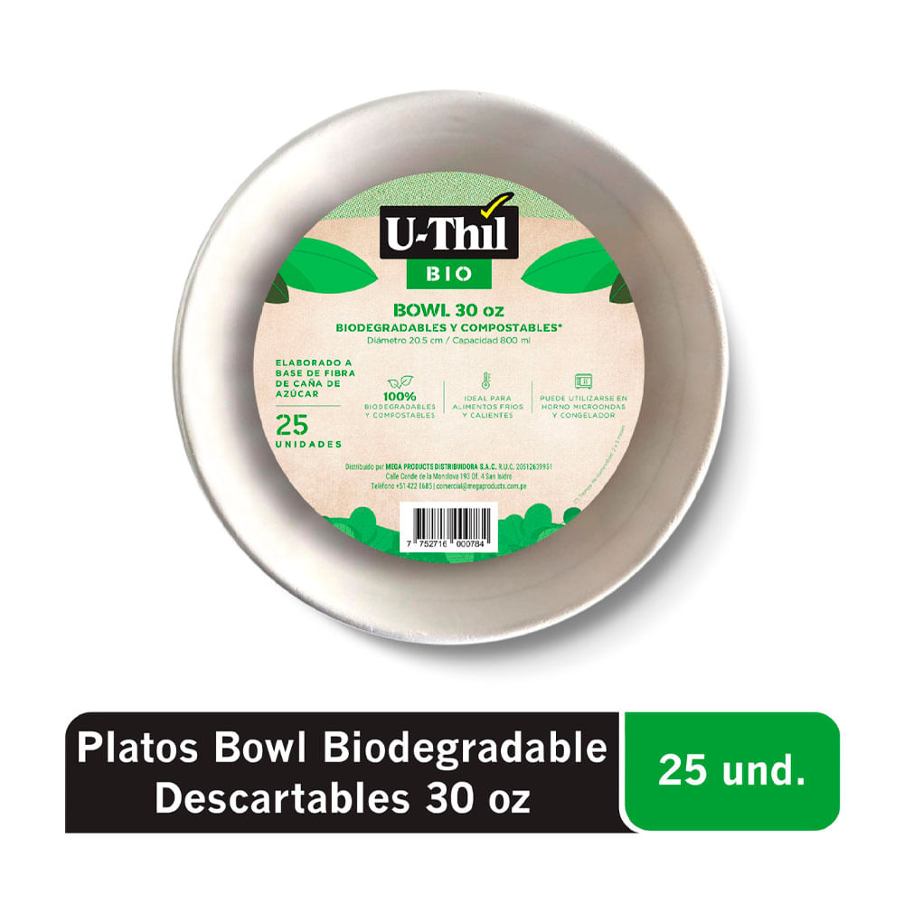 Pack Envase Bowl Biodegradables 30 onzas