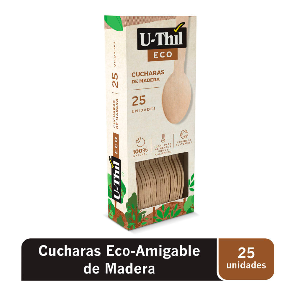 Cucharas Descartables U-Thil Madera 25un