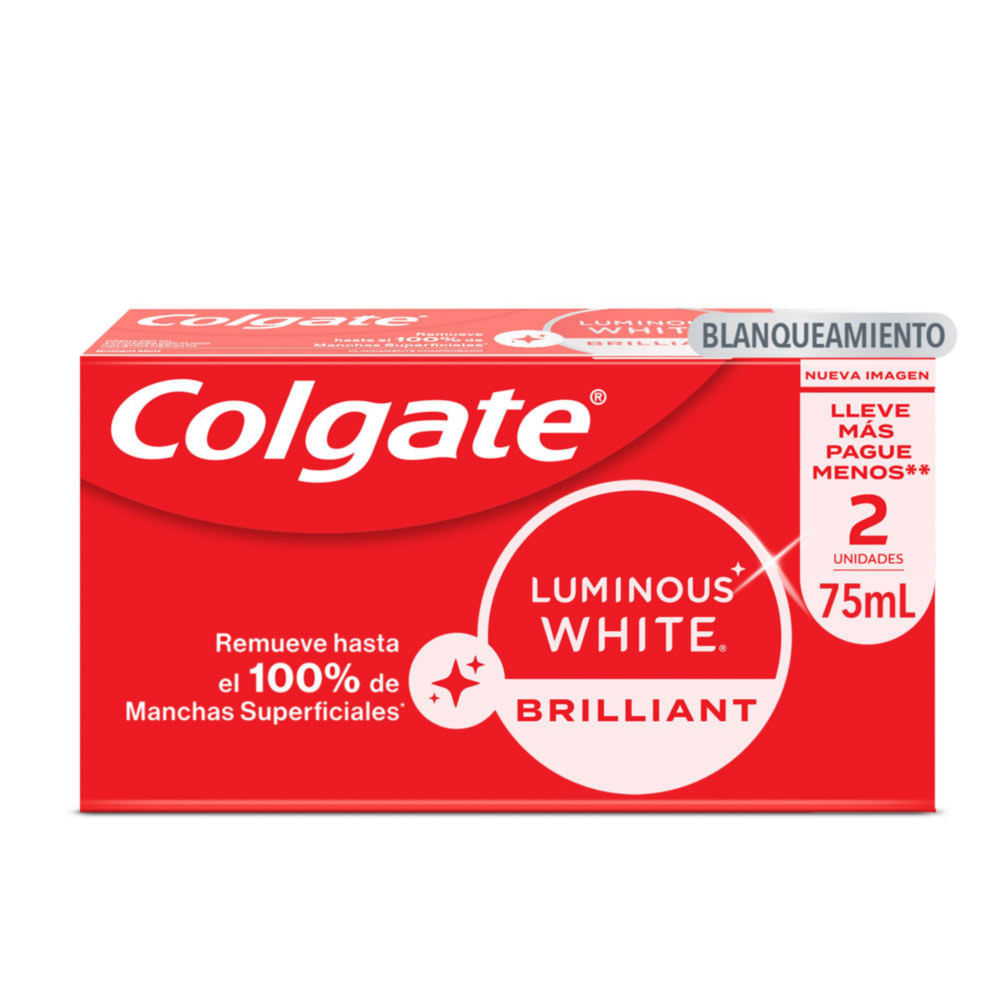 Pasta Dental Blanqueadora Colgate Luminous White 2x75ml