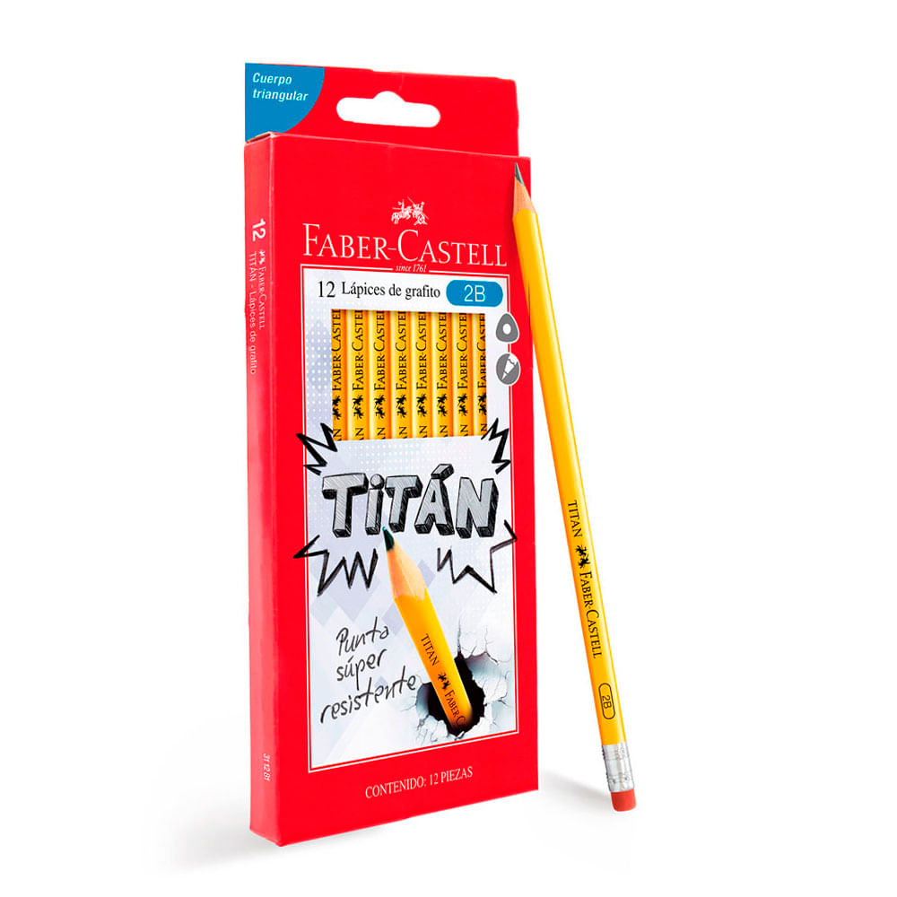 Lápiz Titan Faber Castell Negro 2B Estuche 12un