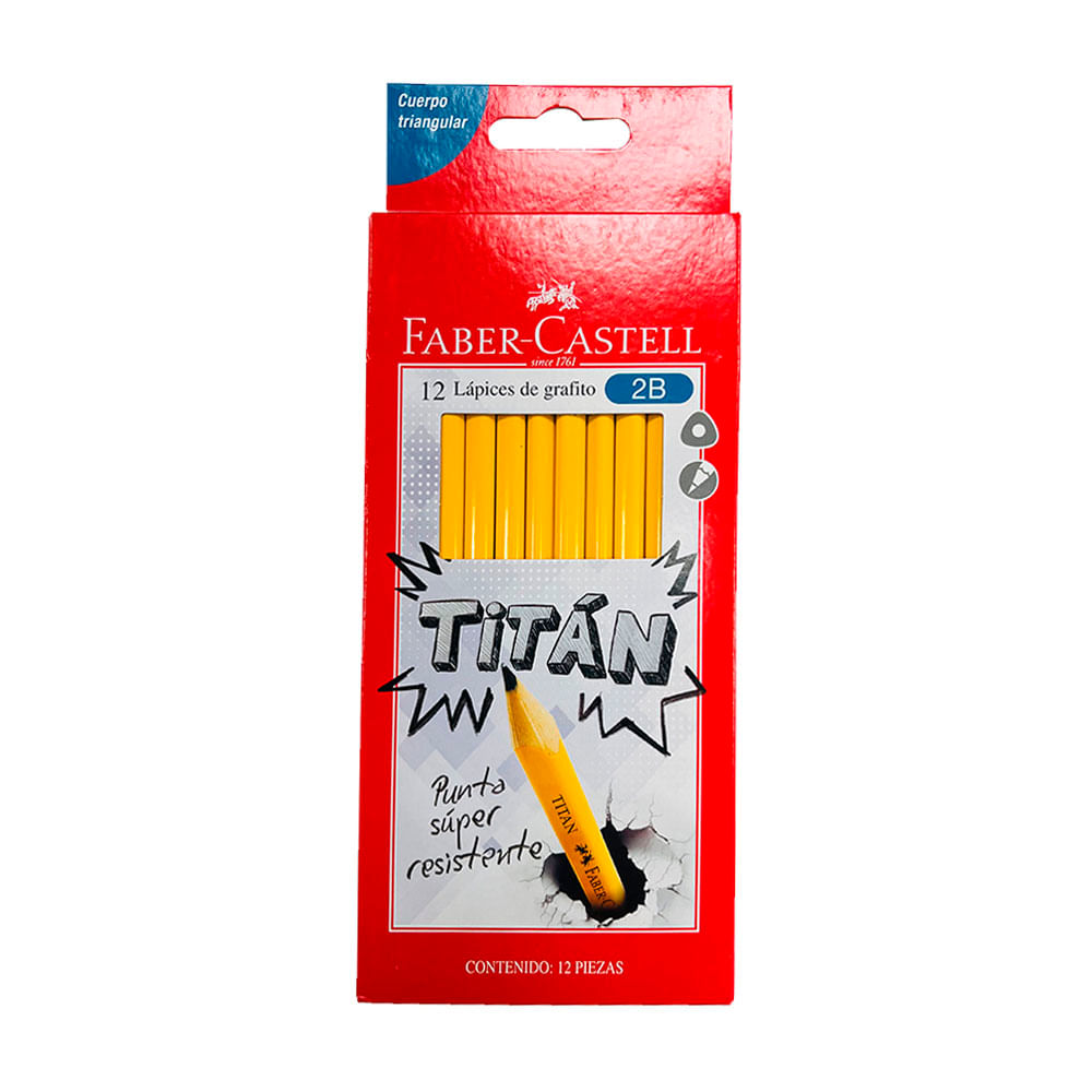 Lápiz Titan Faber Castell Amarillo 2B Estuche 12un