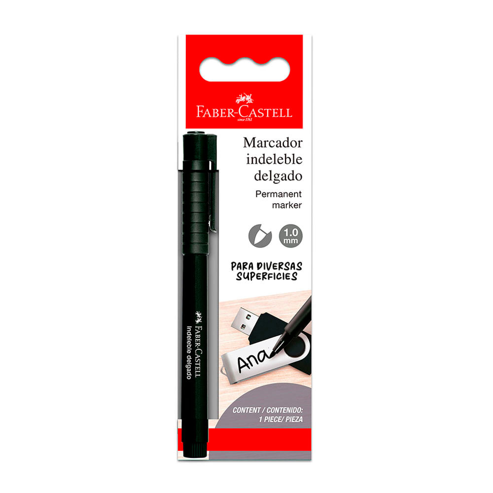 Marcador Faber Castell Indeleble Delgado Negro
