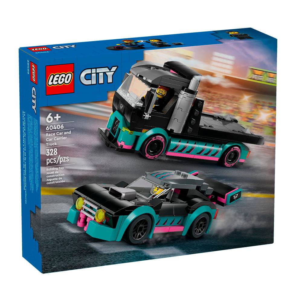 Lego City 60406 Coche de Carreras y Camión de Transporte 328pzs