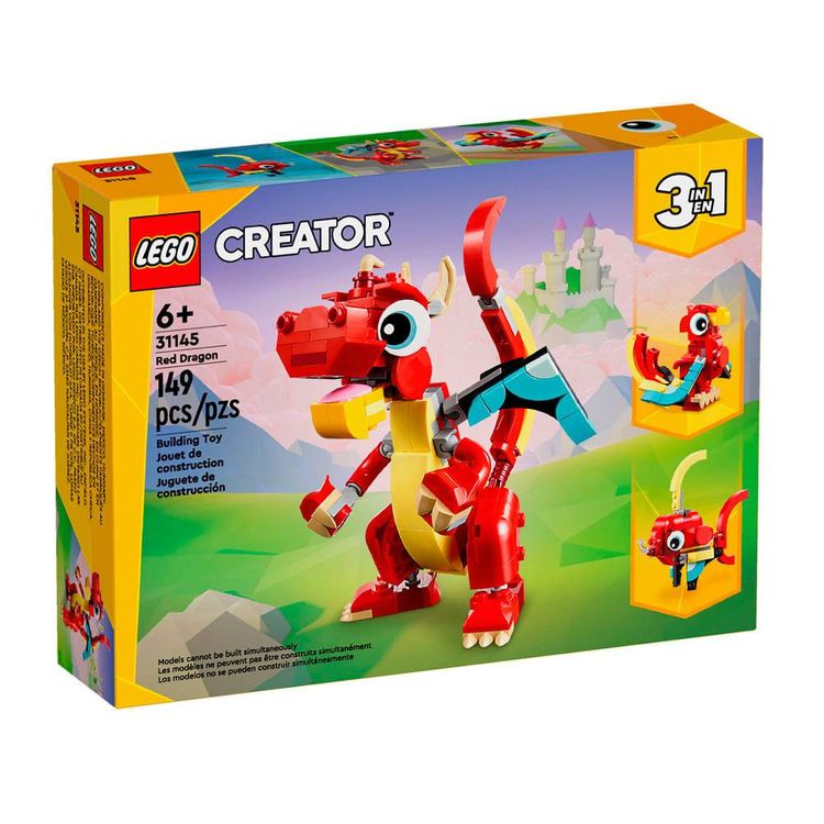 Lego-Creator-3-en-1-Drag-n-Rojo-31145-149-Piezas-1-351669388