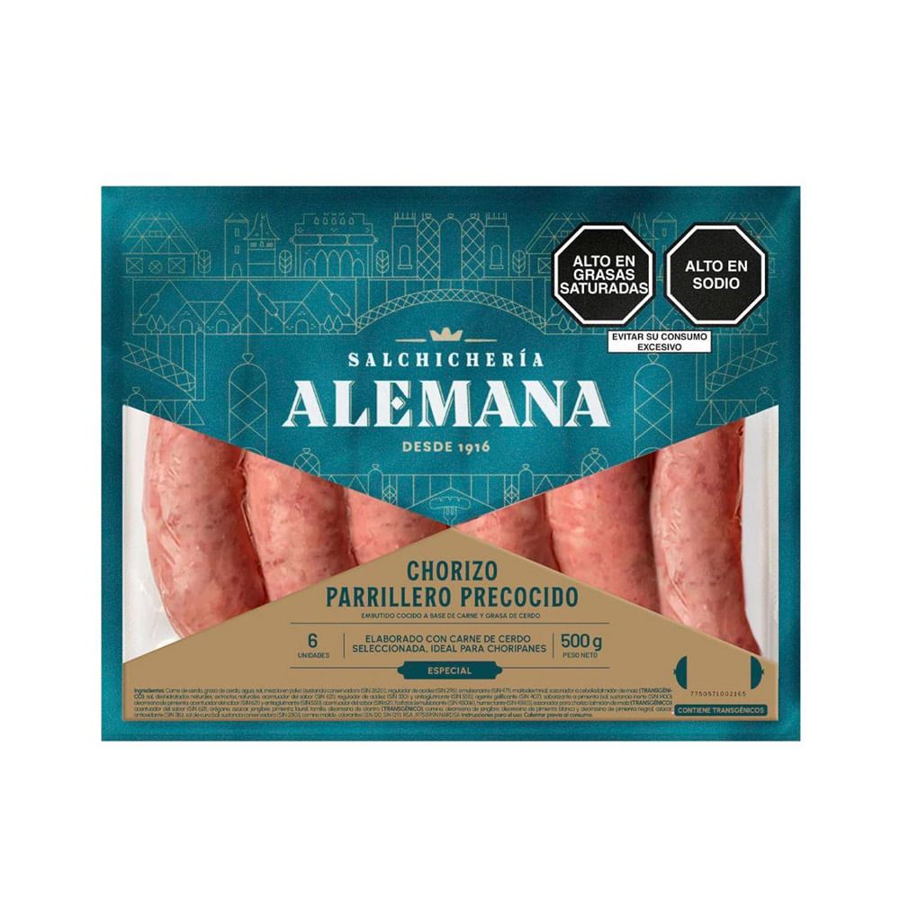 Chorizo Parrillero Precocido Salchichería Alemana 6un
