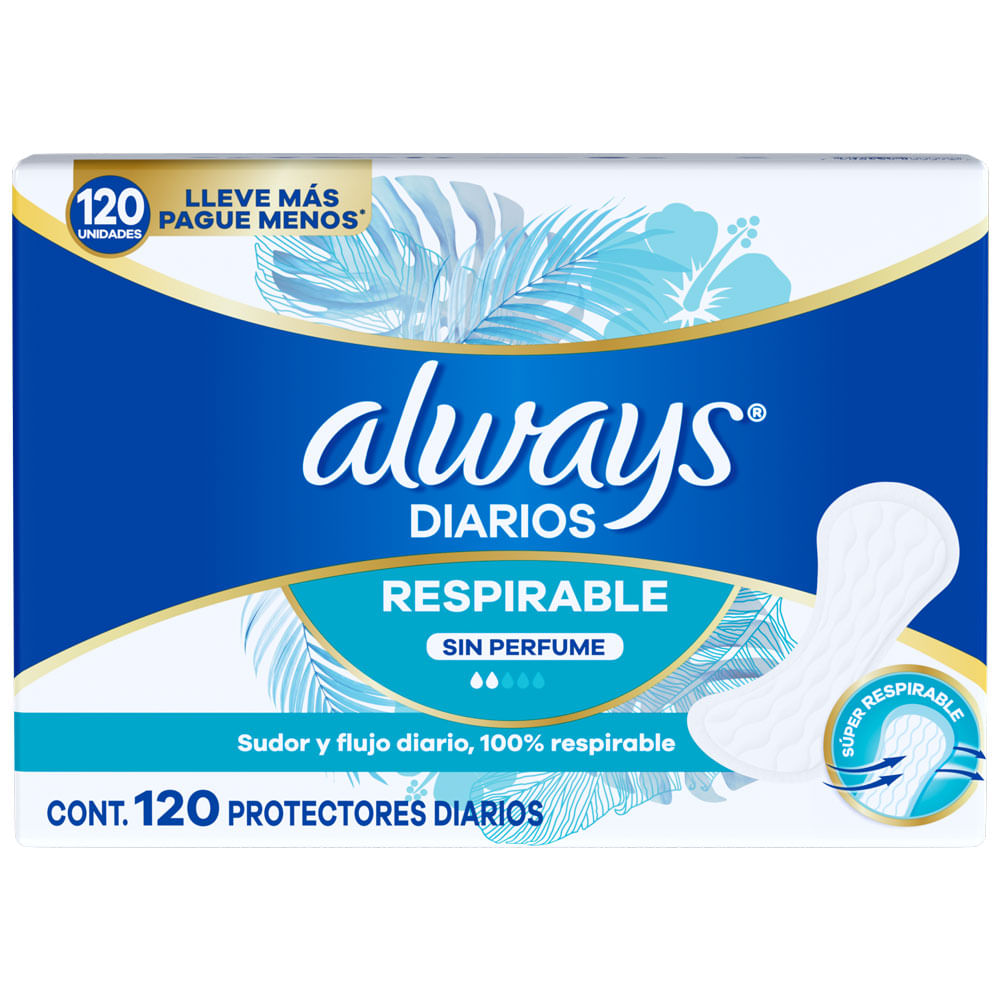 Protectores Diarios Always Respirable 120un