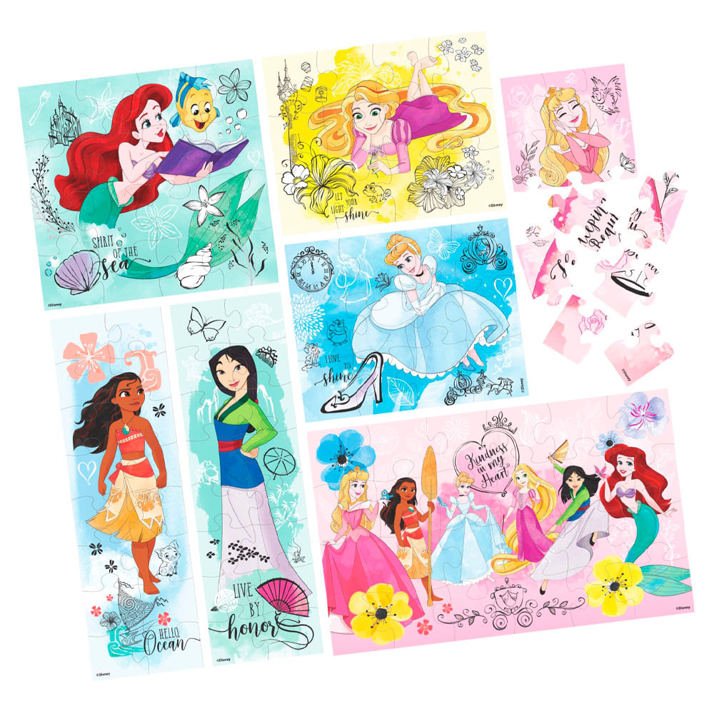 Pack x7 Rompecabezas de Madera Princesas