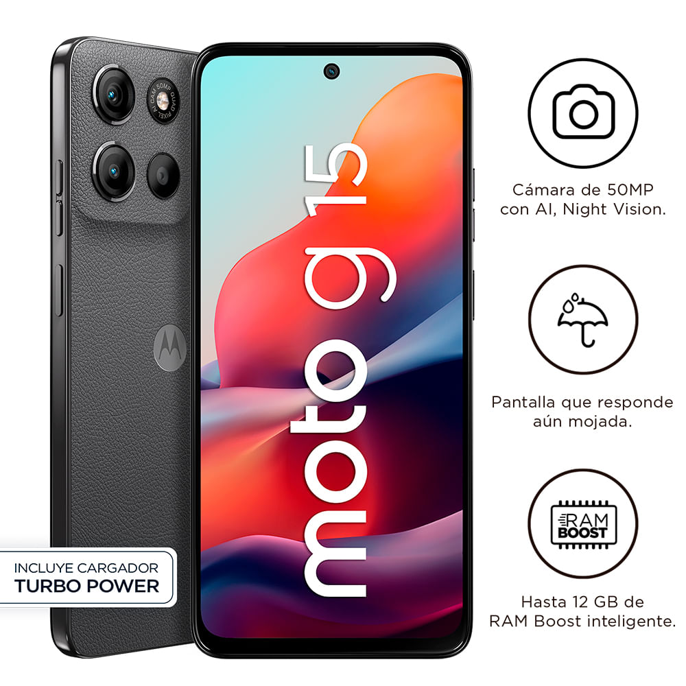 Smartphone Motorola G15 4GB+256GB Gris