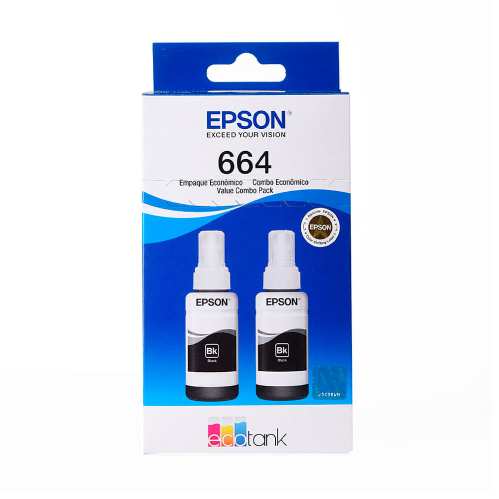 Pack de 2Botellas Tinta Negro Epson T664