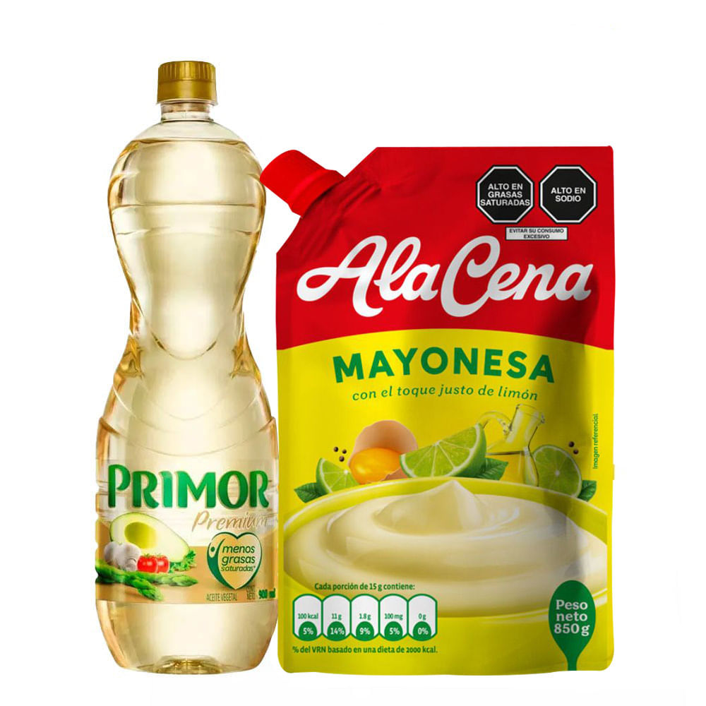 Aceite Vegetal Primor Premium 900ml + Mayonesa AlaCena 850g